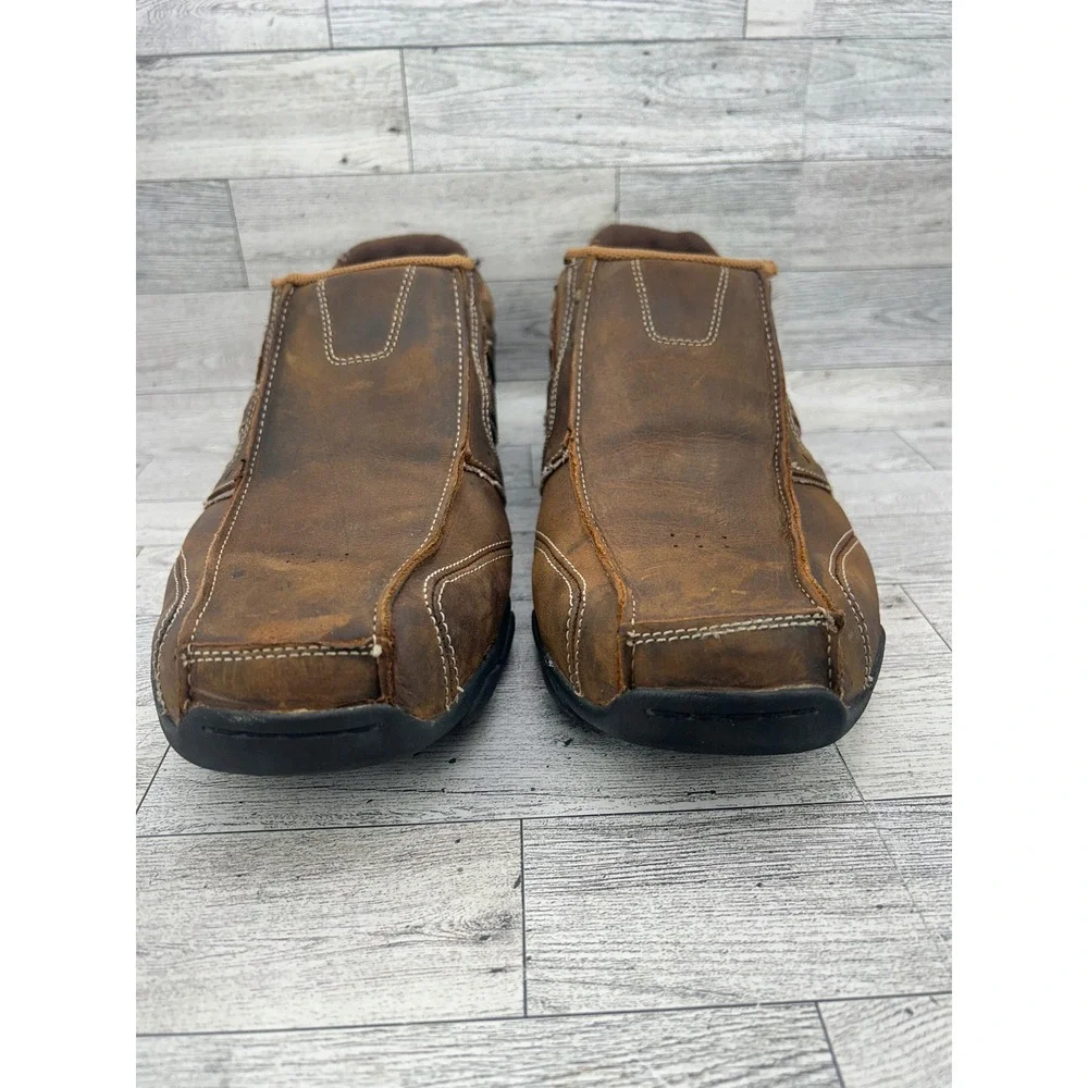 Skechers Mens Relaxed Step‎ 61779 Brown Leather Loafers Slip On Shoes Size 13